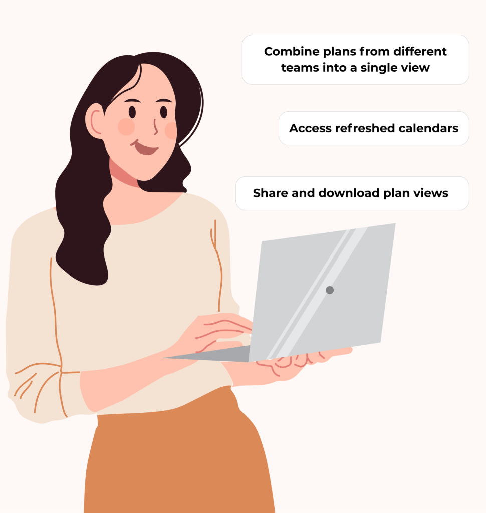 A brand leader reviewing a marketing calendar in Planade.